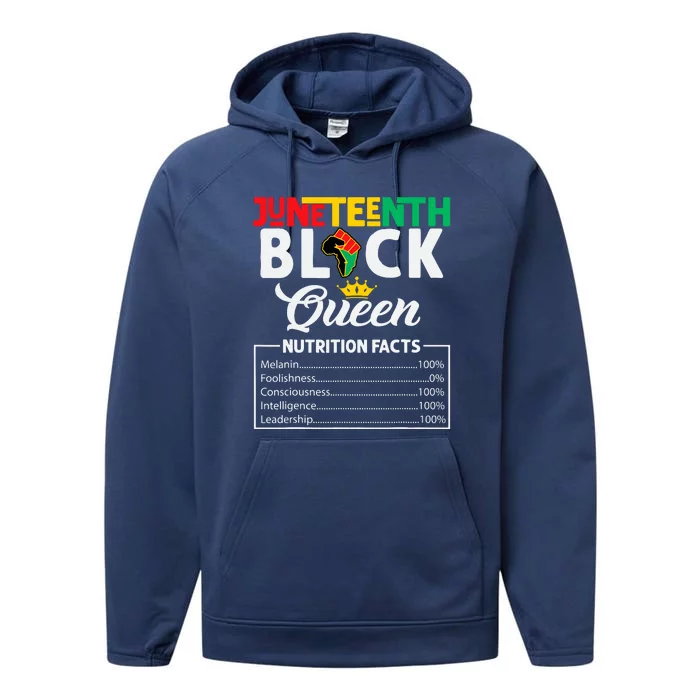 Juneteenth Women Black Queen Nutritional Facts Freedom Day Performance Fleece Hoodie