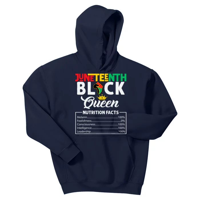 Juneteenth Women Black Queen Nutritional Facts Freedom Day Kids Hoodie