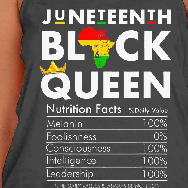 Juneteenth Wo Black Queen Nutritional Facts 4th Of July Women's Knotted Racerback Tank