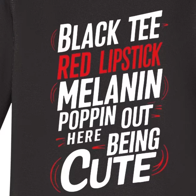 Juneteenth Woman Black Red Lipstick Melanin Poppin Baby Long Sleeve Bodysuit