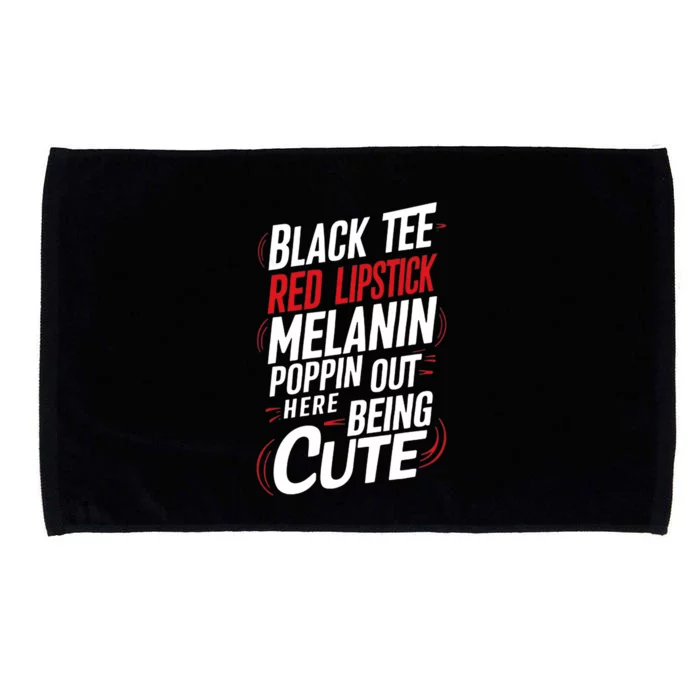 Juneteenth Woman Black Red Lipstick Melanin Poppin Microfiber Hand Towel