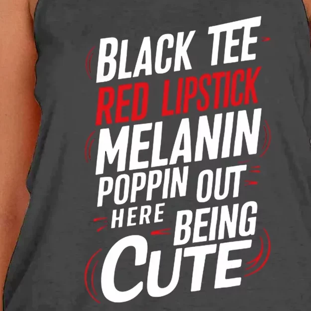 Juneteenth Woman Black Red Lipstick Melanin Poppin Women's Knotted Racerback Tank