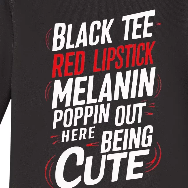 Juneteenth Woman Black Red Lipstick Melanin Poppin Baby Long Sleeve Bodysuit