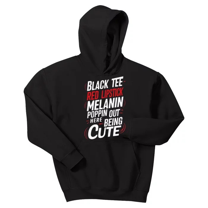 Juneteenth Woman Black Red Lipstick Melanin Poppin Kids Hoodie