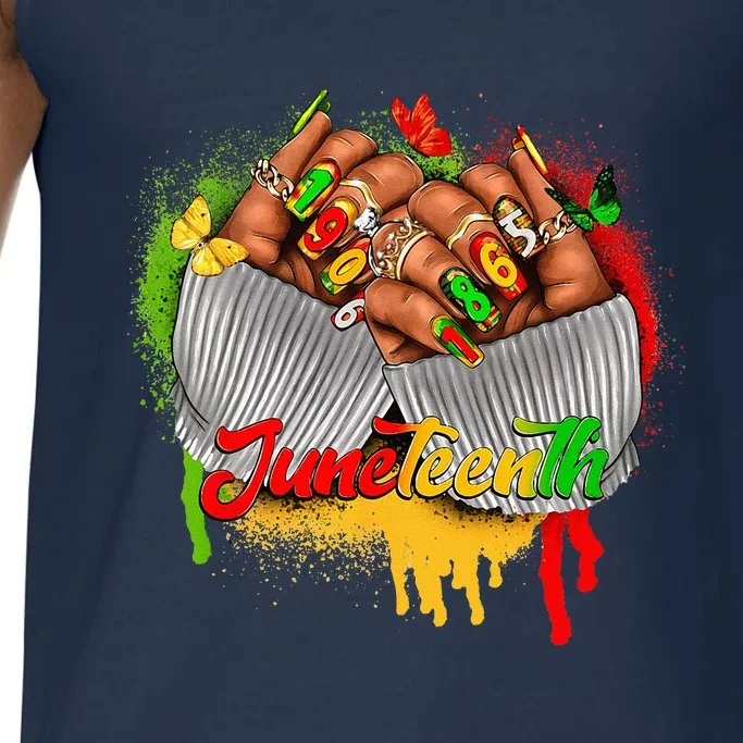 Juneteenth Women Celebrate Black Woman Hands Nails Comfort Colors® Tank Top