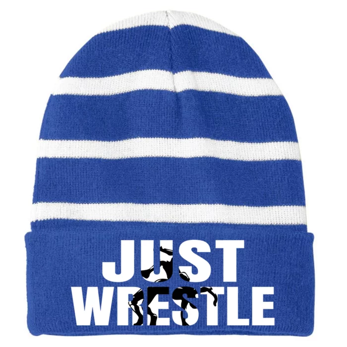 Just Wrestle Cute Gift Wrestling Attire Wrestler Gift Striped Beanie with Solid Band