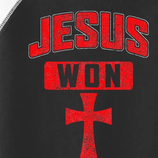 Jesus Won Cross Jesus Christian Faith Religious Toddler Fine Jersey T-Shirt