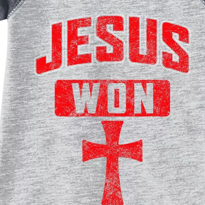 Jesus Won Cross Jesus Christian Faith Religious Infant Baby Jersey Bodysuit