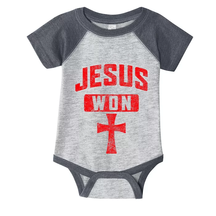 Jesus Won Cross Jesus Christian Faith Religious Infant Baby Jersey Bodysuit