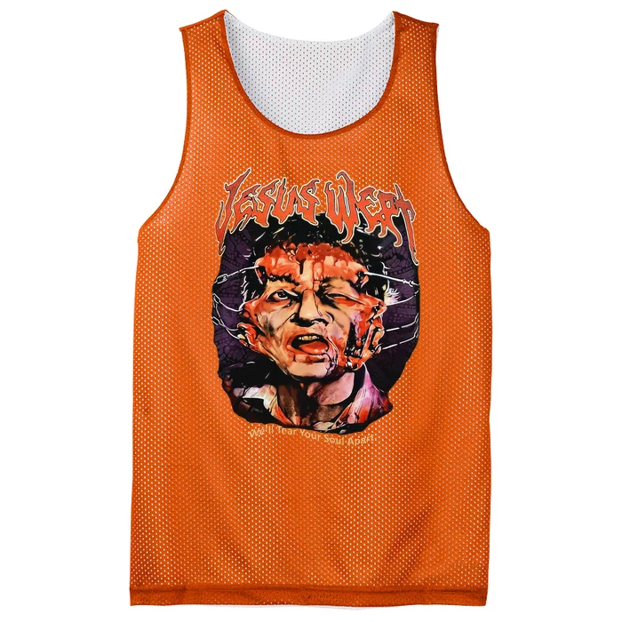 Jesus Wept Creepy Horror Halloween Mesh Reversible Basketball Jersey Tank