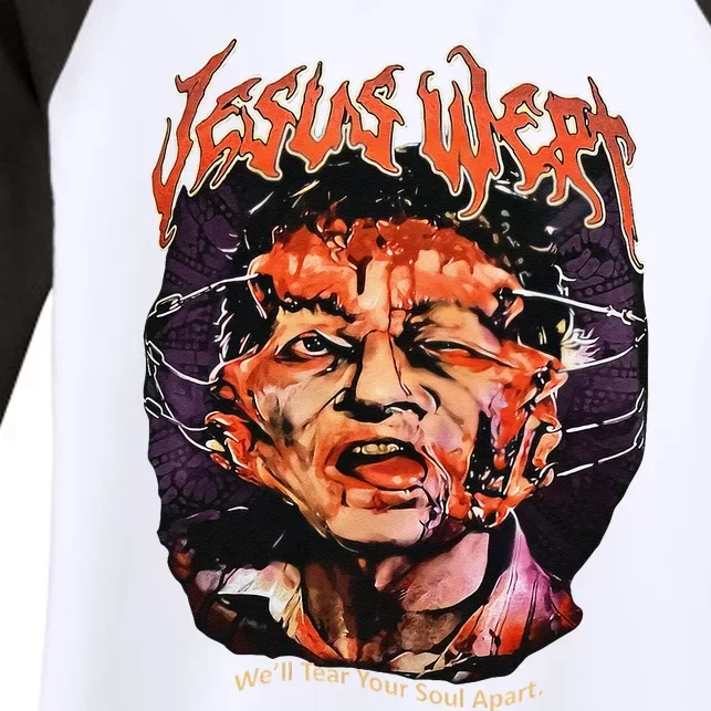 Jesus Wept Creepy Horror Halloween Women's Tri-Blend 3/4-Sleeve Raglan Shirt