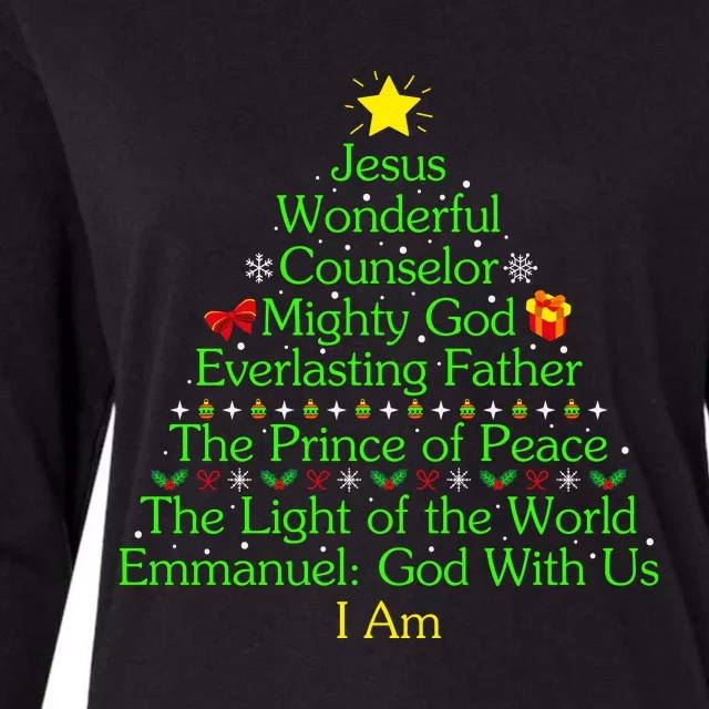 Jesus Wonderful Counselor Bible Verse Jesus Christmas Tree Jesus Star Womens Cotton Relaxed Long Sleeve T-Shirt