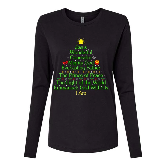 Jesus Wonderful Counselor Bible Verse Jesus Christmas Tree Jesus Star Womens Cotton Relaxed Long Sleeve T-Shirt