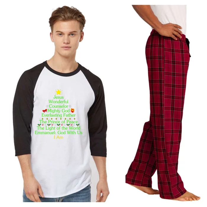 Jesus Wonderful Counselor Bible Verse Jesus Christmas Tree Jesus Star Raglan Sleeve Pajama Set