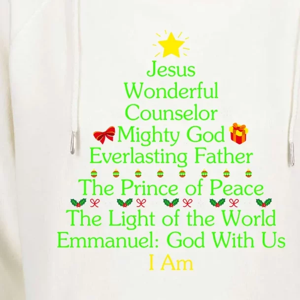 Jesus Wonderful Counselor Bible Verse Jesus Christmas Tree Jesus Star Womens Funnel Neck Pullover Hood