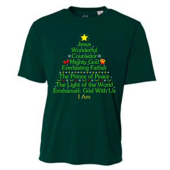 Jesus Wonderful Counselor Bible Verse Jesus Christmas Tree Jesus Star Cooling Performance Crew T-Shirt