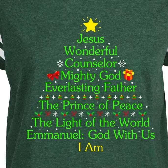 Jesus Wonderful Counselor Bible Verse Jesus Christmas Tree Jesus Star Enza Ladies Jersey Football T-Shirt