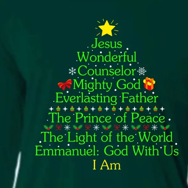 Jesus Wonderful Counselor Bible Verse Jesus Christmas Tree Jesus Star Cooling Performance Long Sleeve Crew