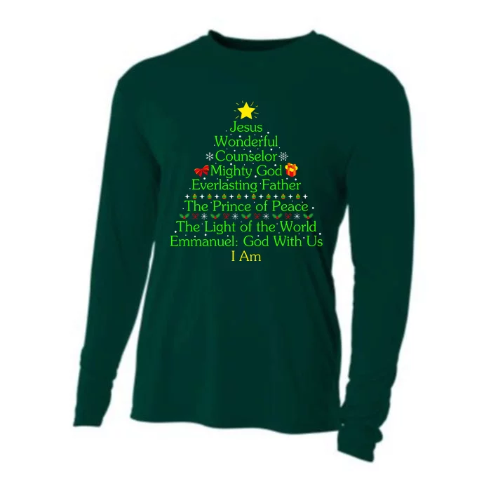 Jesus Wonderful Counselor Bible Verse Jesus Christmas Tree Jesus Star Cooling Performance Long Sleeve Crew