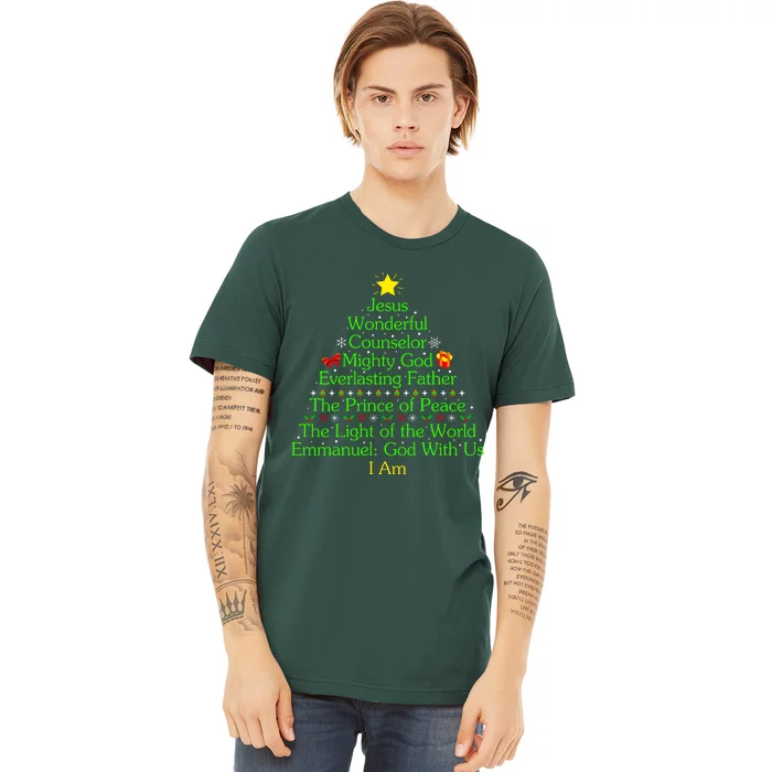 Jesus Wonderful Counselor Bible Verse Jesus Christmas Tree Jesus Star Premium T-Shirt