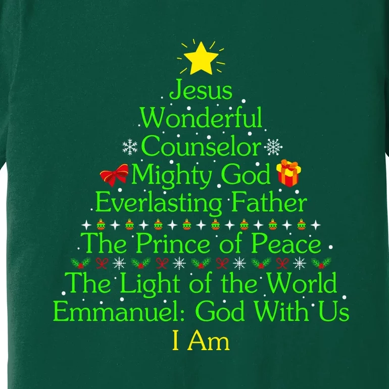 Jesus Wonderful Counselor Bible Verse Jesus Christmas Tree Jesus Star Premium T-Shirt