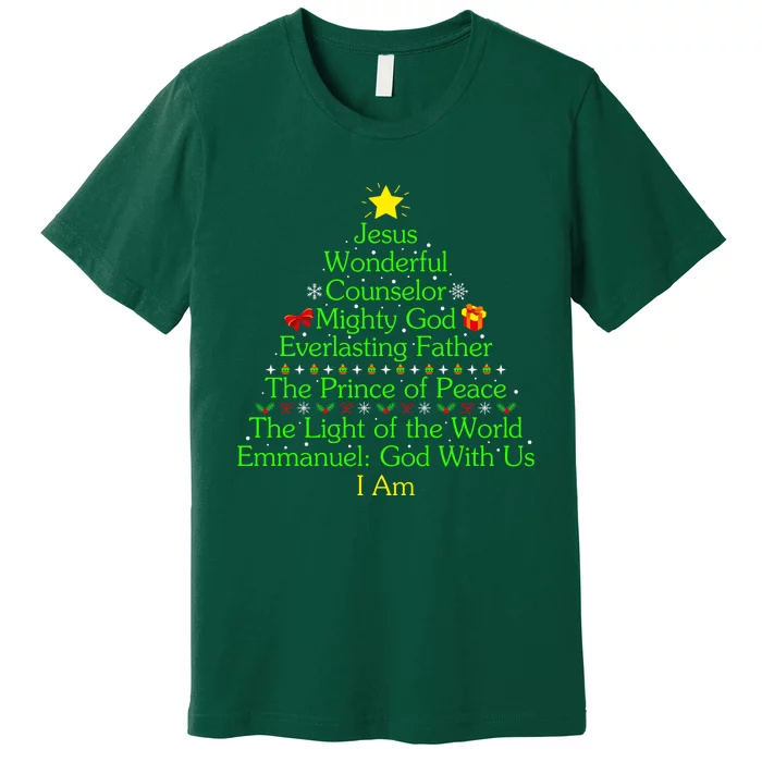 Jesus Wonderful Counselor Bible Verse Jesus Christmas Tree Jesus Star Premium T-Shirt