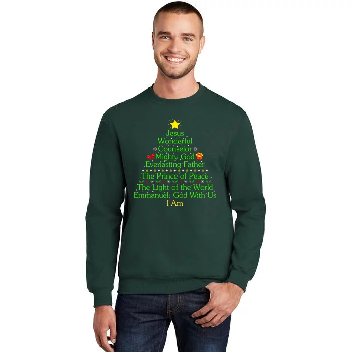 Jesus Wonderful Counselor Bible Verse Jesus Christmas Tree Jesus Star Tall Sweatshirt