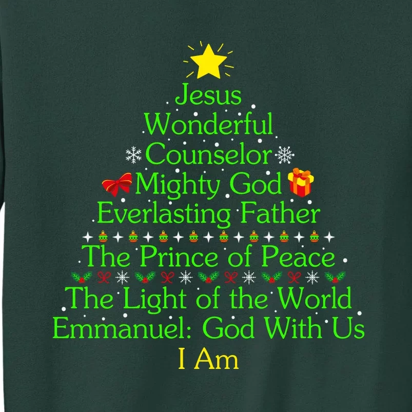 Jesus Wonderful Counselor Bible Verse Jesus Christmas Tree Jesus Star Tall Sweatshirt