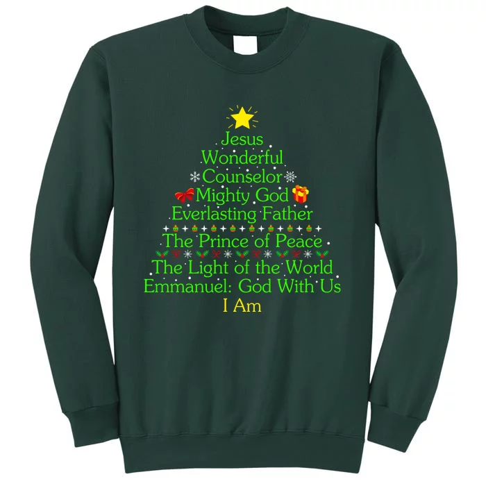 Jesus Wonderful Counselor Bible Verse Jesus Christmas Tree Jesus Star Tall Sweatshirt