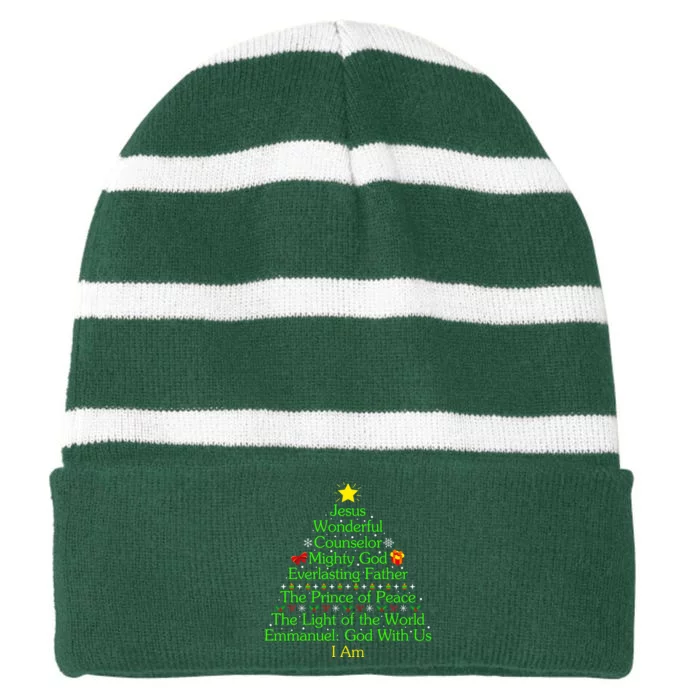 Jesus Wonderful Counselor Bible Verse Jesus Christmas Tree Jesus Star Striped Beanie with Solid Band