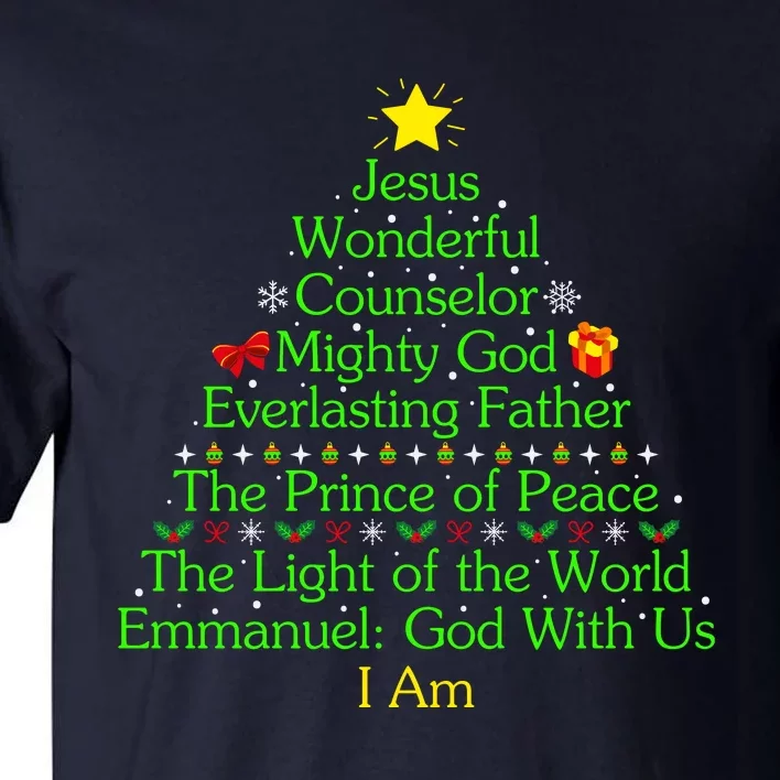 Jesus Wonderful Counselor Bible Verse Jesus Christmas Tree Jesus Star Tall T-Shirt