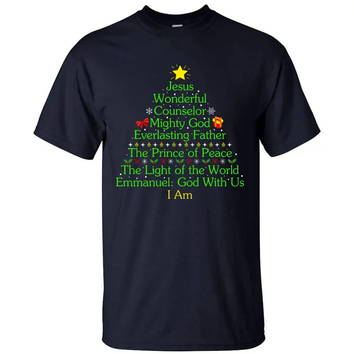 Jesus Wonderful Counselor Bible Verse Jesus Christmas Tree Jesus Star Tall T-Shirt