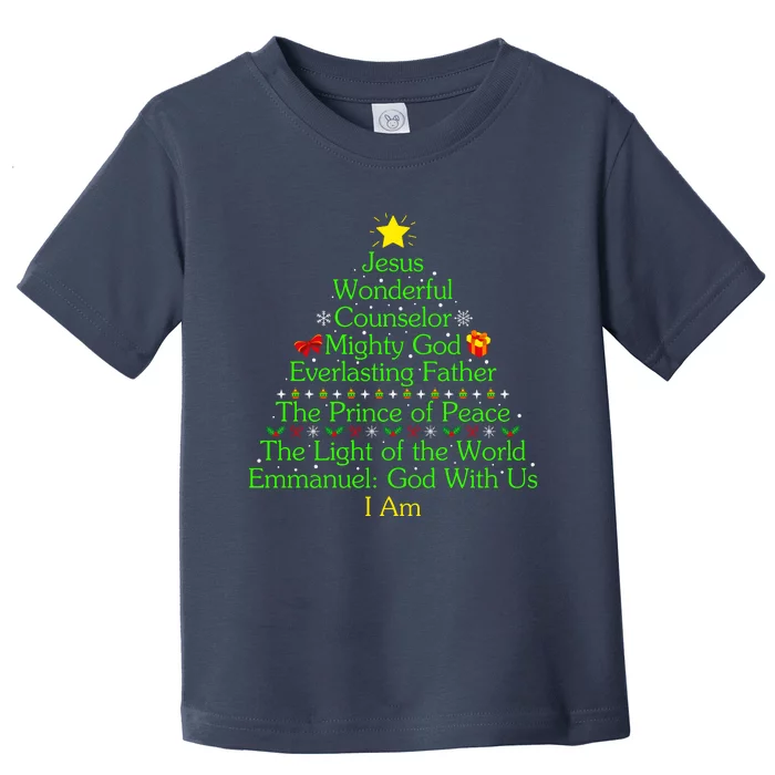 Jesus Wonderful Counselor Bible Verse Jesus Christmas Tree Jesus Star Toddler T-Shirt