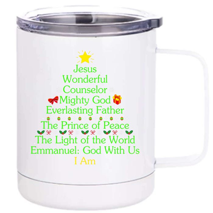 Jesus Wonderful Counselor Bible Verse Jesus Christmas Tree Jesus Star Front & Back 12oz Stainless Steel Tumbler Cup