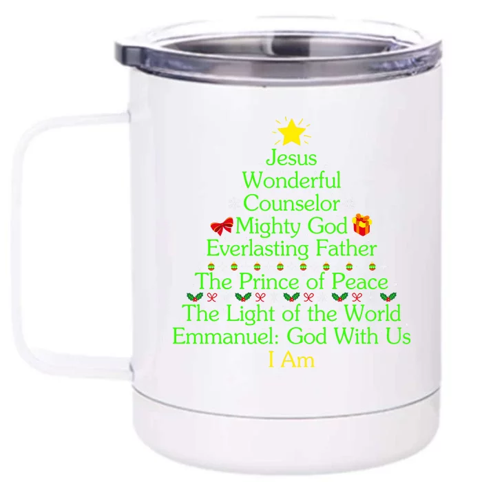 Jesus Wonderful Counselor Bible Verse Jesus Christmas Tree Jesus Star Front & Back 12oz Stainless Steel Tumbler Cup