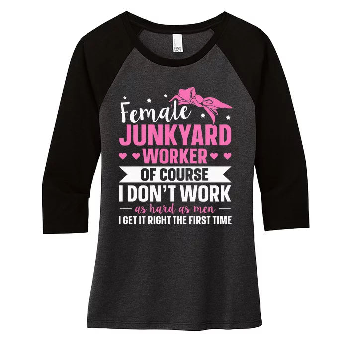 Junkyard Worker Design For A Junkyard Lady Women's Tri-Blend 3/4-Sleeve Raglan Shirt