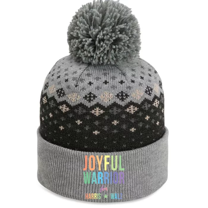 Joyful Warrior For Kamala Harris Tim Walz 2024 The Baniff Cuffed Pom Beanie