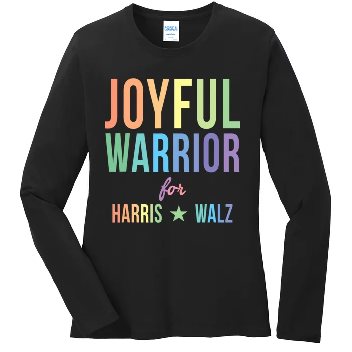 Joyful Warrior For Kamala Harris Tim Walz 2024 Ladies Long Sleeve Shirt