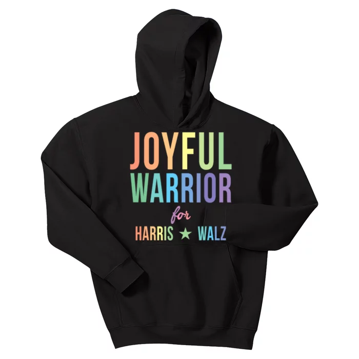 Joyful Warrior For Kamala Harris Tim Walz 2024 Kids Hoodie