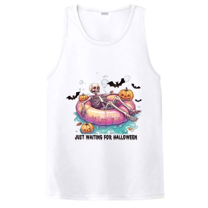 Just Waiting For Halloween Spooky Skeleton Performance Tank