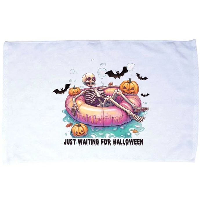 Just Waiting For Halloween Spooky Skeleton Microfiber Hand Towel