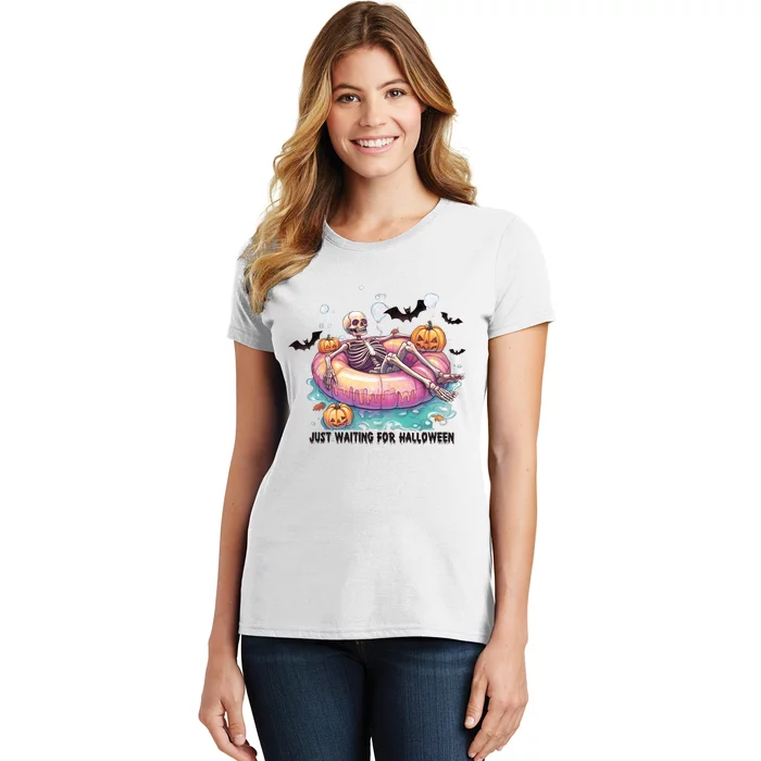 Just Waiting For Halloween Spooky Skeleton Women's T-Shirt