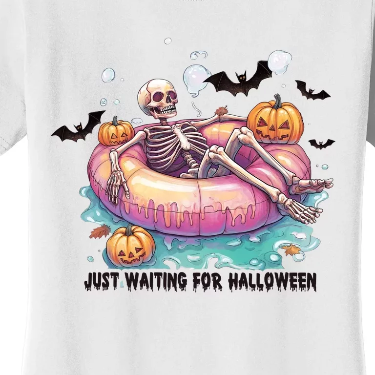 Just Waiting For Halloween Spooky Skeleton Women's T-Shirt