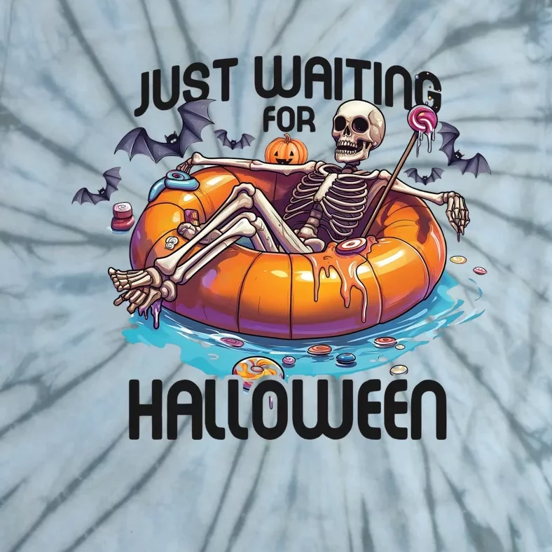 Just Waiting For Halloween Skeleton Funny Tie-Dye T-Shirt