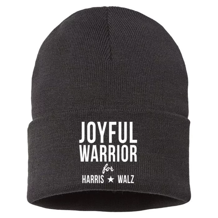 Joyful Warrior For Kamala Harris Tim Walz 2024 Sustainable Knit Beanie