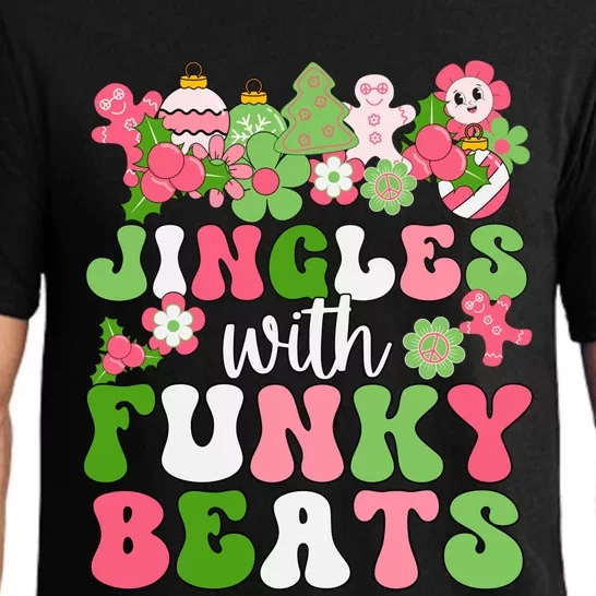 Jingle With Funky Beats Christmas Music Groovy Retro Pink Gift Pajama Set