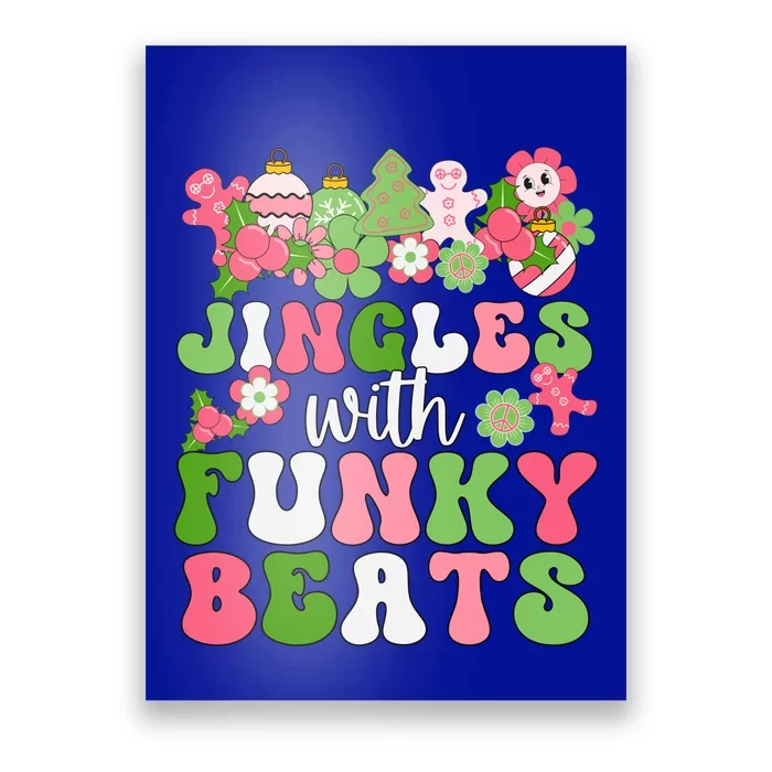 Jingle With Funky Beats Christmas Music Groovy Retro Pink Gift Poster