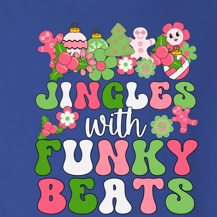 Jingle With Funky Beats Christmas Music Groovy Retro Pink Gift Toddler Long Sleeve Shirt