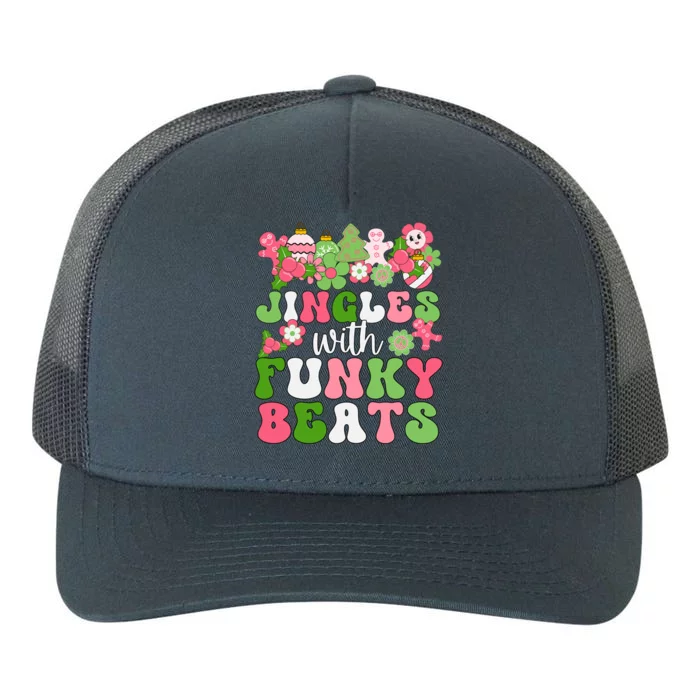 Jingle With Funky Beats Christmas Music Groovy Retro Pink Gift Yupoong Adult 5-Panel Trucker Hat