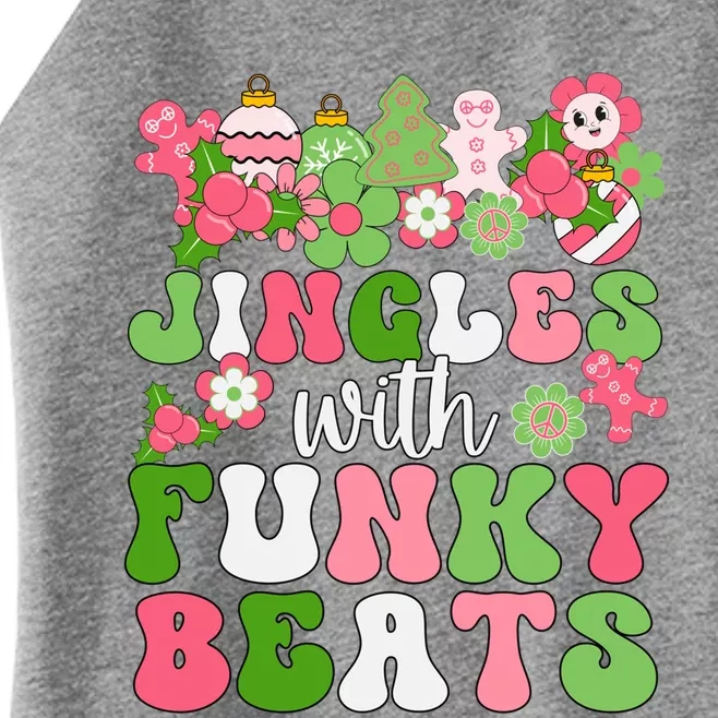 Jingle With Funky Beats Christmas Music Groovy Retro Pink Gift Women’s Perfect Tri Rocker Tank